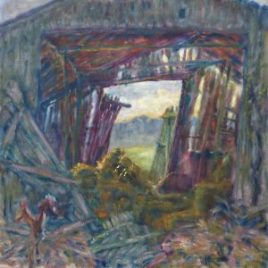 Angelika Böhm-Silberhorn, "Corona Tagebuch 1 (5.4.2020)", Öl auf Leinwand, 90 x 90 cm, 1800 EUR