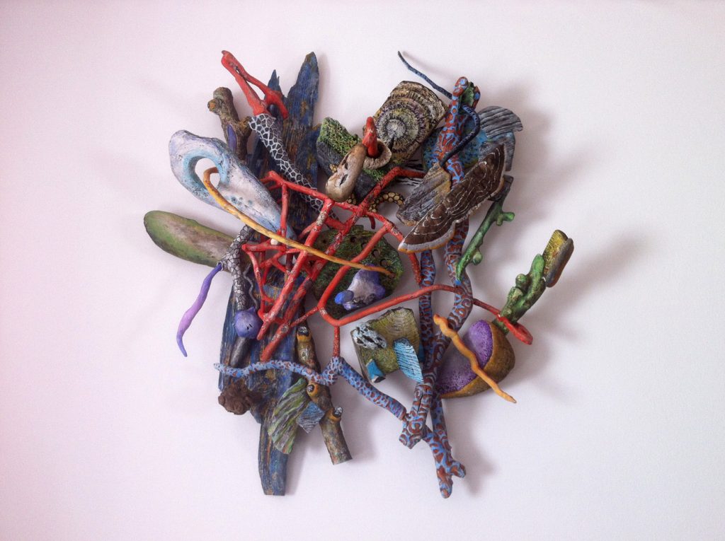 Peter Böller, "Geflecht 3", Holz / Acryl / Wasserfarben, 105 x 88 x 28 cm, 3200 EUR