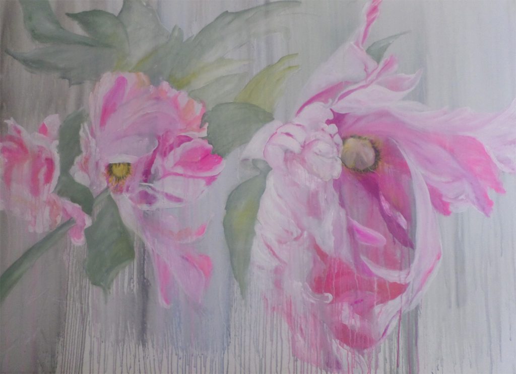 Brigitte Dorn, "Florales", reine Pigmentfarben auf Acrylbasis / Kreide, 140 x 100 cm, 1900 EUR