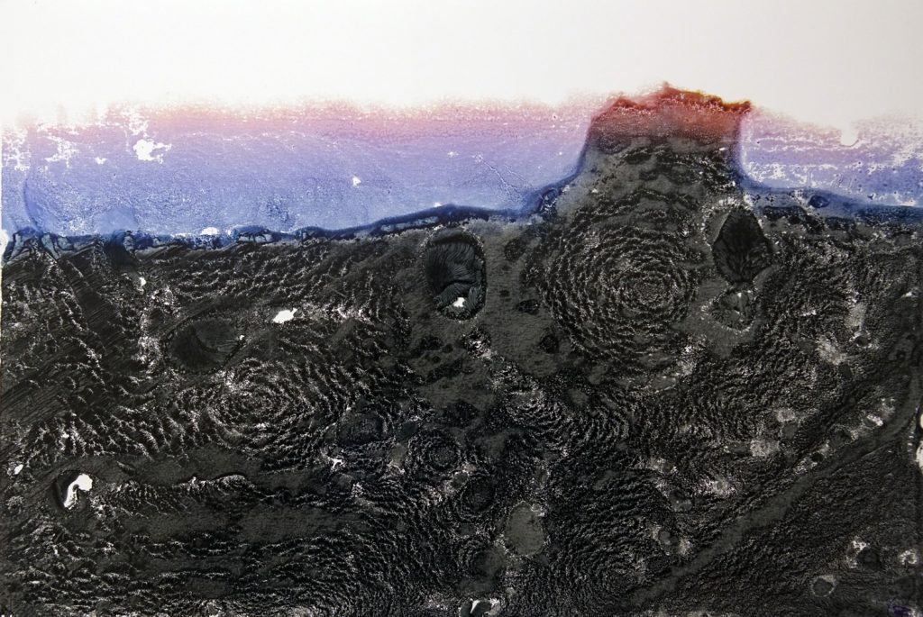 Karl Forster, "ENDLANDSCHAFT", Pigmentfarben-Handumdruck, 48 x 33 cm, 630 EUR