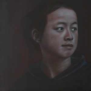 Heike Hüttenkofer, "Mädchen aus Tibet", Öl auf Leinwand, 80 x 80 cm, 1600 EUR