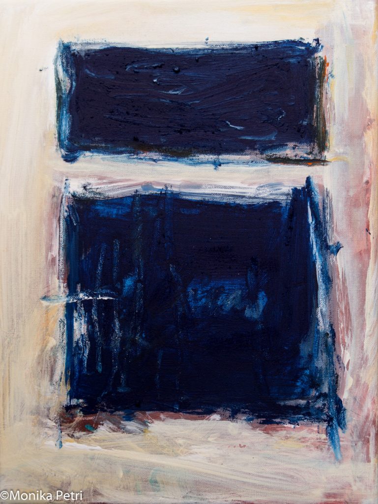 Monika Petri, "Die Aussicht", Acryl auf Baumwolle, 24 x 18 cm, 500 EUR