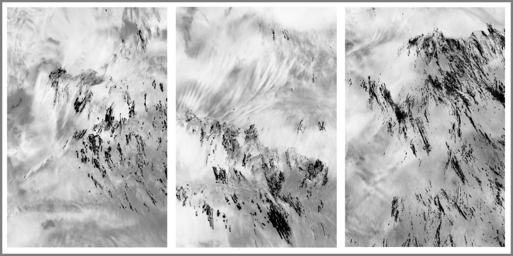 Werner Prinz,  “Verborgene Landschaften” (Triptychon aus der Serie “Wasserbilder”), Fotografie, 25 x 50 cm, 280 EUR