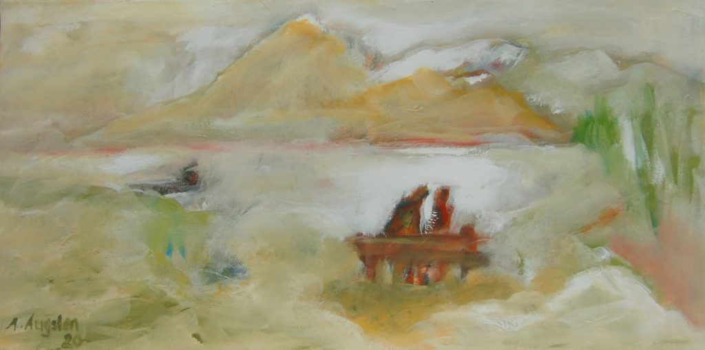 Annemarie Augsten, "Abschied", Acryl auf Baumwollgewebe, 30 x 60 cm, 420 €