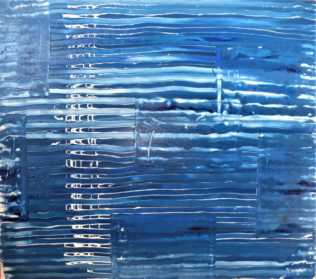 Melanie Enderlein, Variationen von Blau, Acryl auf Holz, 80 x 90 cm, 460 €