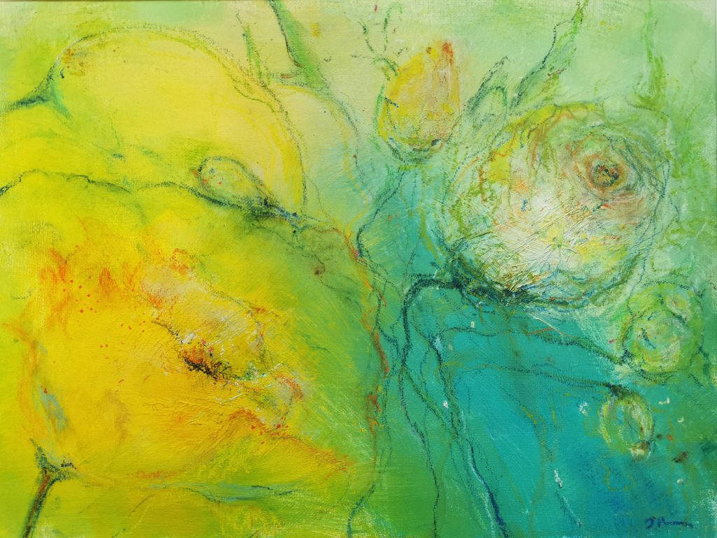 Dagmar Reiche, "Frühling", Acryl und Kreide auf Malpappe, 30 x 40 cm, 320 € inkl. Rahmen